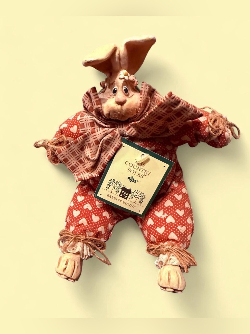 Russ Red Heart Bunny Doll with Cream Accents